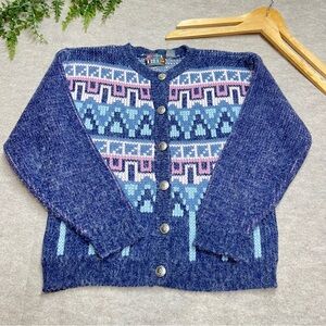 Vintage Grannycore Nordic Cottagecore Garden Sweater Cardigan Sz S GUC Spring